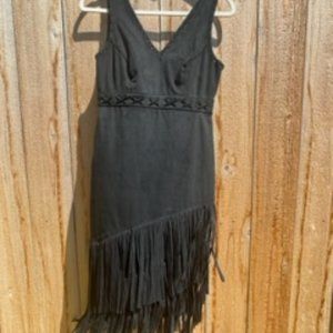 IDYLLWIND Asymmetric Fringed Faux Suede Dress Fueled by Miranda Lambert (XS)